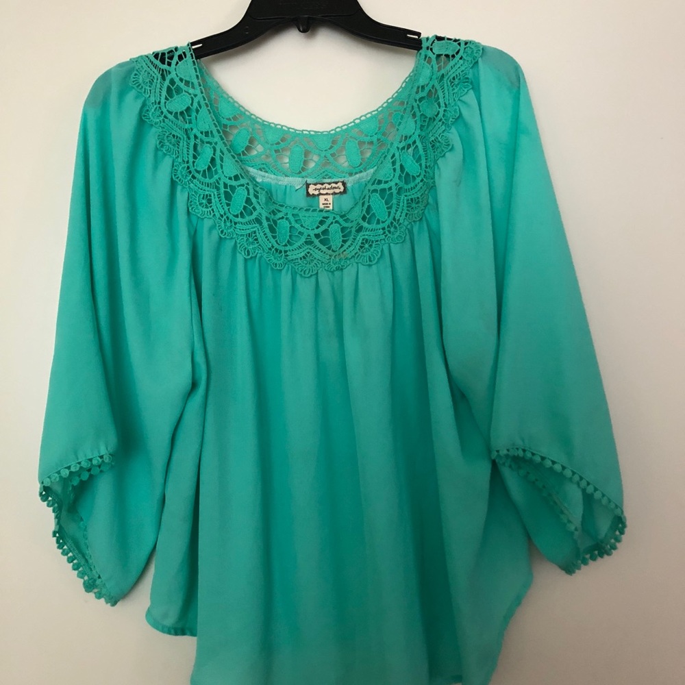 Women's teal scoop-neck blouse